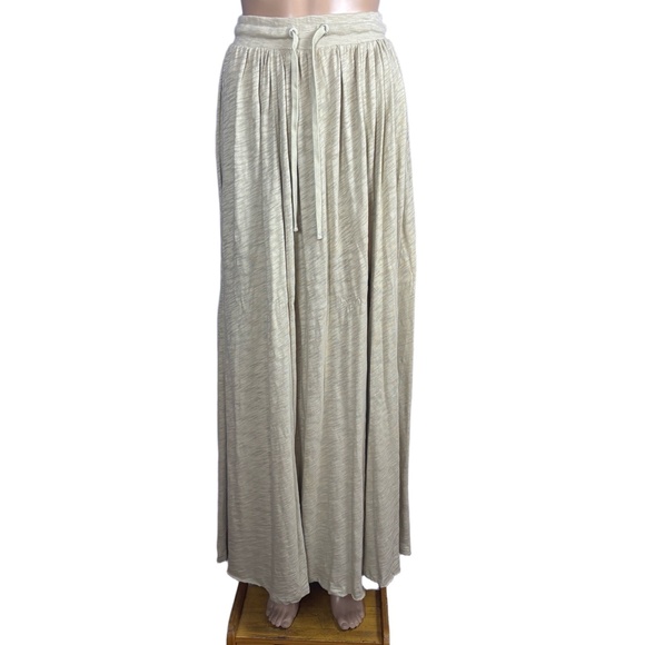 ATM Skirt Womens XS Light Beige Maxi Drawstring Frayed Hem Boho Chic - Picture 1 of 16
